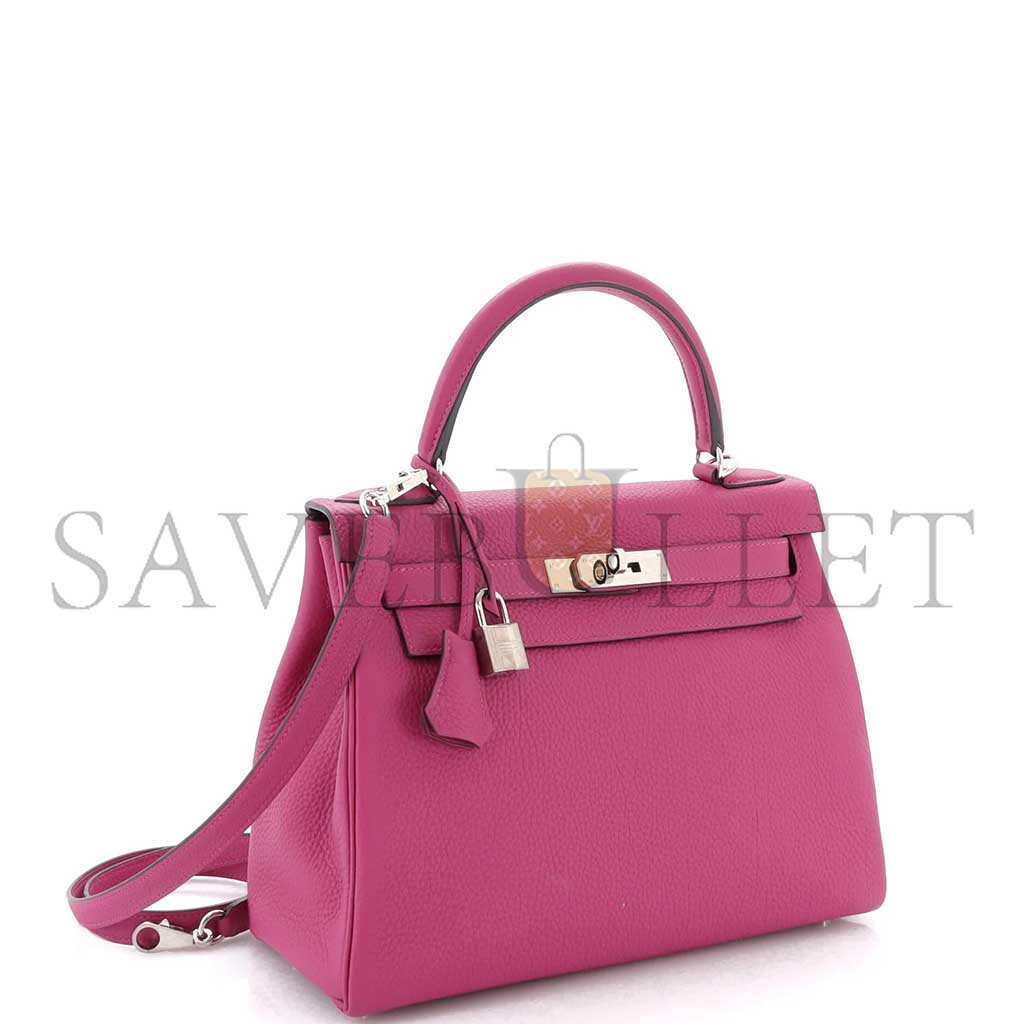 HERMÈS KELLY 28 ROSE POUR PRE TOGO WITH PALLADIUM HARDWARE (28*22*10cm) 